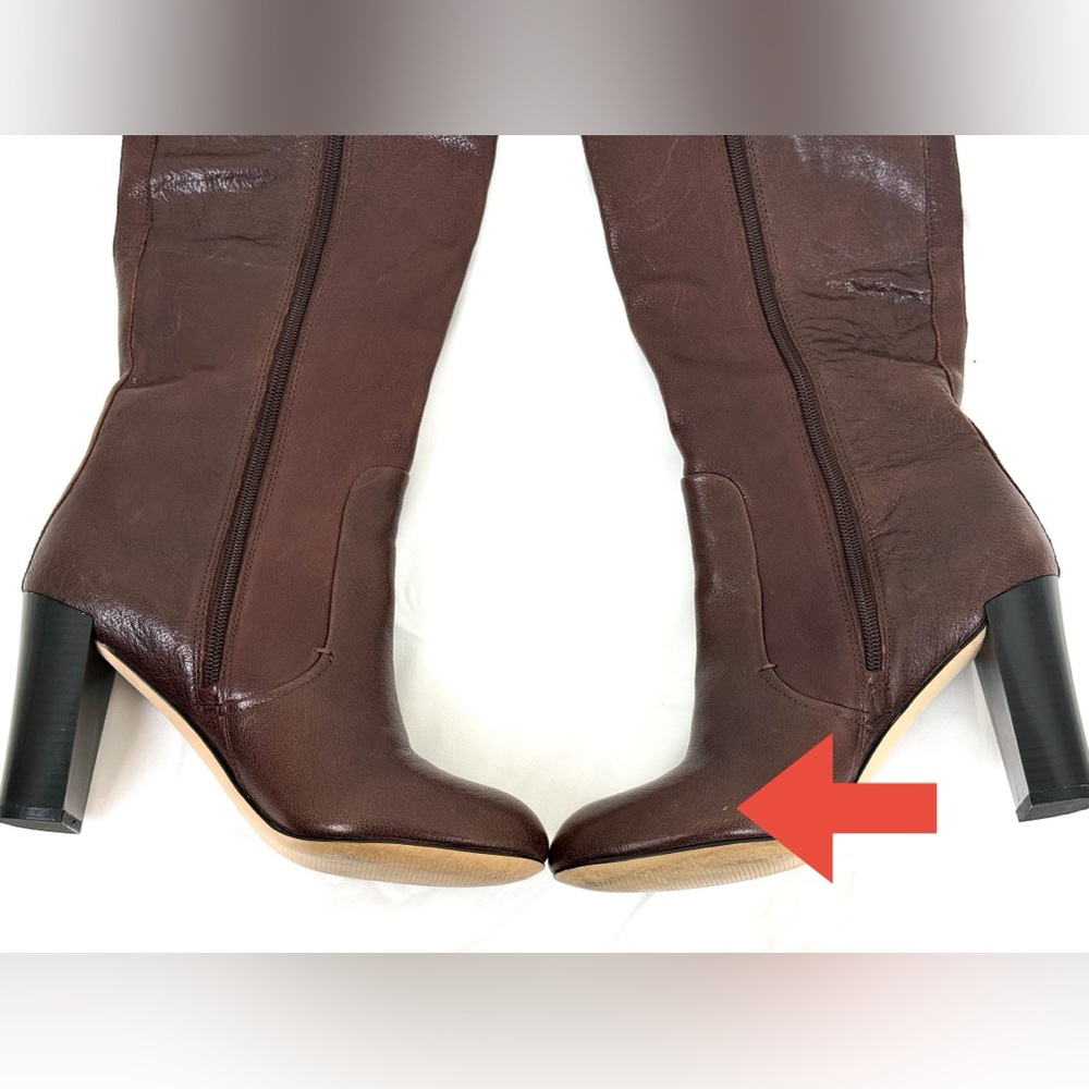 Nine West Sabora Brown Leather High Heel Winter Boots Size 8 - Picture 9 of 10